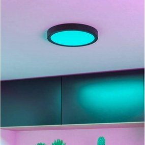 Eglo FUEVA-Z 901372 - Plafonieră LED RGBW reglabilă, sticlă fumurie, LED/11,2W/230V 21,1cm IP44 negru