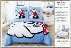 Lenjerie De Pat Finet Premium Pat Dublu - Minnie  Mickey Blue