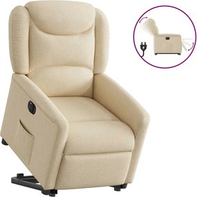 vidaXL Fotoliu electric rabatabil cu ridicare, crem, textil