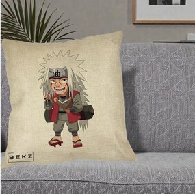 Perna Personalizata Naruto Jiraiya Sensei Chibi, 40x40 cm, Crem, Husa Detasabila, Perna Inclusa, BEKZ®