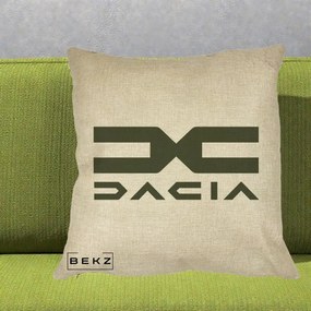 Perna Personalizata cu emblema Dacia, 40x40 cm, Crem, Husa Detasabila, Perna Inclusa, BEKZ®