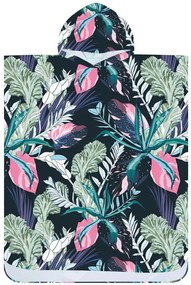 Poncho prosop de plaja NIGHT BLOSSOM negru 80x145 cm