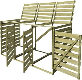 vidaXL Magazie de pubele triplă, 240 L, lemn tratat