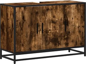 vidaXL Dulap pentru chiuveta de baie stejar afumat 90x33x60 cm lemn