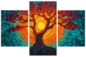 Tablou - Arborele vieții și soarele în mozaic (90x60 cm)