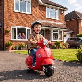 AIYAPLAY Motocicletă Electrică pentru Copii Mini Vespa Gts 7,2 V, 1,5-3 Ani, Roșie | Aosom Romania