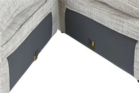 Canapea modulară 3 locuri din in și poliester natur, cu perne ample detașabile și roți, 100 x 296 x 99 cm, „Lidia”