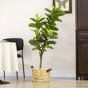 HOMCOM Smochin-lira artificial in ghiveci, Plante Ficus artificial pentru interior, exterior, 90 cm, verde | Aosom Romania