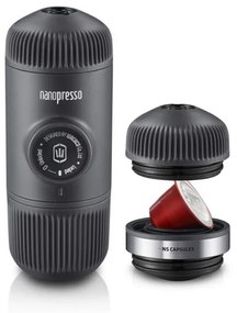 Aparat de cafea portabil Wacaco Nanopresso (negru) + Nespresso adaptor