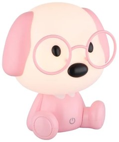Veioză LED reîncărcabilă dimabilă de veghe pentru copii Globo 21761P PUPPY 1W/5V 500 mAh roz