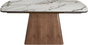 Masa extensibila design LUX Walnut-Porcelain marble, 180-260x100cm