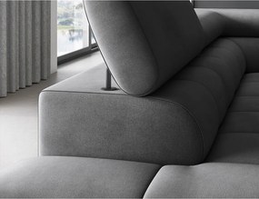 Colțar gri închis extensibil/cu spațiu de depozitare cu tapițerie din catifea (cu colț pe partea stângă/în formă de ”L”) Ferucce – ELTAP