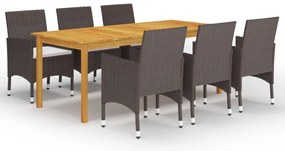 vidaXL Set mobilier de grădină, 7 piese, maro