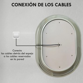 kleankin Oglindă Baie cu Lumină 70x50 cm 3 Culori de Lumină, Funcție Anti-abur, Funcție de Memorie, IP44, Orizontal/Vertical | Aosom Romania