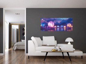 Tablou - Planete pe apă (120x50 cm)