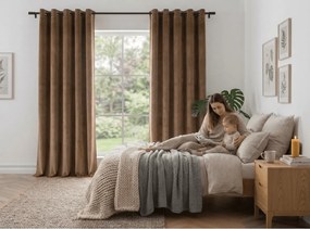 Draperie opaca DREAM VELVET 140x230 cm, maro scortisoara Agatat: Inele metalice
