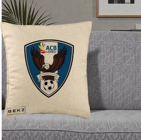 Perna Personalizata ACB Ineu Fotbal, 40x40 cm, Bej, Husa Detasabila, Perna Inclusa, BEKZ®