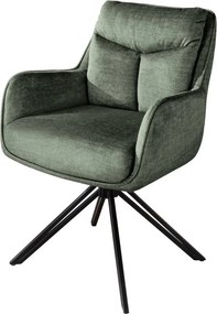 Set de 2 scaune pivotante, metal negru, catifea verde, PROMETHEUS
