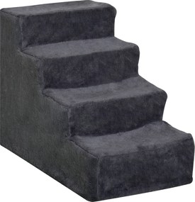 PawHut Scăriță pentru Câini Portabilă cu 4 Trepte, Scară pentru Animale Domestice, 60x35x44 cm, Gri Închis | Aosom Romania