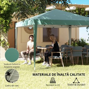Outsunny Pavilion Pliabil Verde cu Structură din Oțel și Acoperiș din Tesatura Oxford, 3x3m, Rezistent la Apă și Soare | Aosom Romania