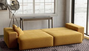 Canapea extensibilă dumonde cu ladă de depozitare si sezut confortabil din spuma high-density, Marbela Zoom Mustar XXL 295x100 cm