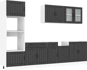 vidaXL Set dulap de bucătărie 7 piese „Kalmar” lemn negru prelucrat