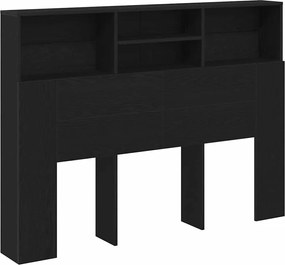 vidaXL Tablă de pat cu sertar cu raft Stejar Negru 140 x 19 x 103,5 cm