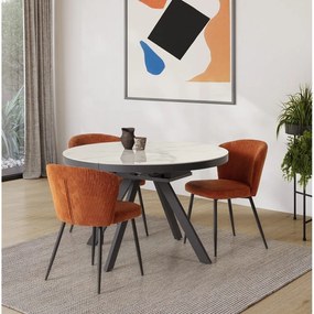 Masă de dining rotundă extensibilă cu blat ceramic cu blat suplimentar ø 120 cm Bela – Marckeric