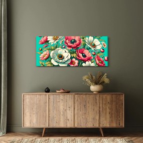 Tablou - Flori pe fundal albastru (120x50 cm)