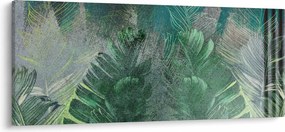 Tablou - Textura de beton cu frunze (120x50 cm)