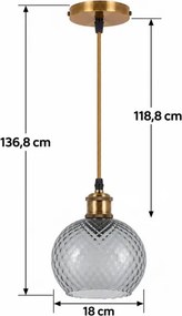 BRILAGI -LED Lustră pe cablu RETRO GLASS 1xE27/60W/230V Ø 18 cm auriu/gri fumuriu