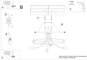 Lustră pe tijă Sollux SL.1457 LEVAR 8xE27/15W/230V negru