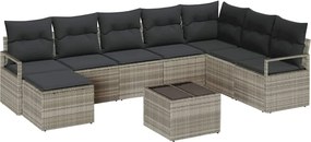 vidaXL Set de canapea cu pernă 8 pcs Gri deschis poliratan
