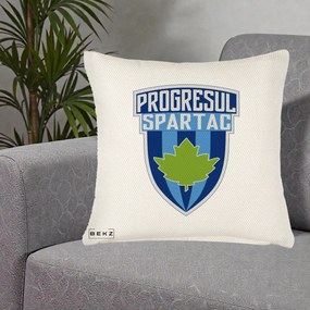 Perna Personalizata Progresul Spartac Fotbal, 40x40 cm, Crem Reliefat, Husa Detasabila, Perna Inclusa, BEKZ®