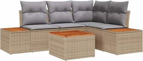 vidaXL Set de canapele pentru grădină cu pernă 5 pcs Bej Rattan poli