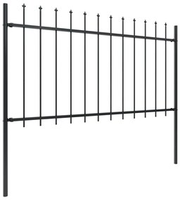 Gard de gradina cu varf sulita, negru, 15,3 x 1 m, otel 1, 1 m, 15.3 m