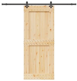 vidaXL Ușă glisantă cu set de feronerie 95x210 cm, lemn masiv de pin