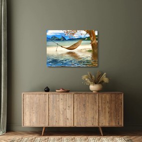 Tablou pe sticlă - Relax la plajă (70x50 cm)