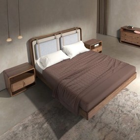 Pat dublu tapitat design LUX Walnut Veneer 160x200cm