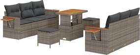 vidaXL Set de canapele pentru grădină cu pernă 9 pcs Gri