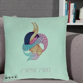 Perna Personalizata Zodiac Capricorn Cowgirl, 40x40 cm, Verde Menta, Husa Detasabila, Perna Inclusa, BEKZ®