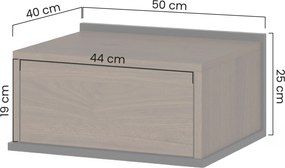 Noptieră suspendată Zenar cu sertar 50 cm - nuc elegant / negru