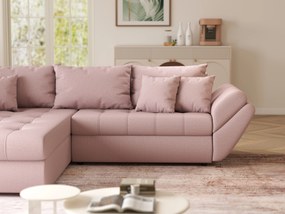 Colțar extensibil dumonde cu ladă de depozitare si sezut confortabil din spuma high-density, Loana Enjoy Flamingo 270x185 cm