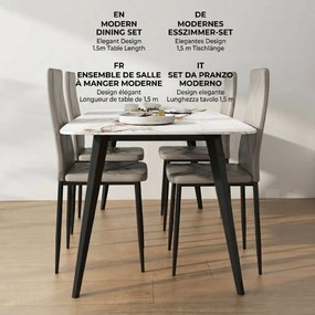 HOMCOM Set de 4 Scaune de Dining cu Spătar Înalt din Imitație de Piele și Oțel, 41x50x97cm, Gri | Aosom Romania