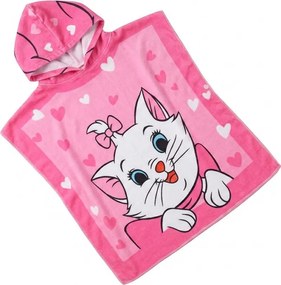 Poncho pentru copii PISICA MINA roz Dimensiune: 60 x 120 cm