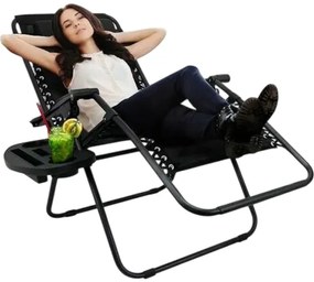 Scaun de relaxare pentru grădină Regina, negru