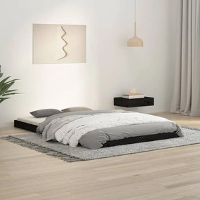 vidaXL Cadru de pat, negru, 120x190 cm, mic, dublu, lemn masiv de pin
