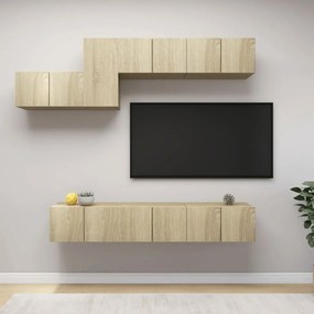 Set dulapuri TV ,stejar Sonoma, 7 piese,PAL 7, Stejar sonoma, 60 x 30 x 30 cm