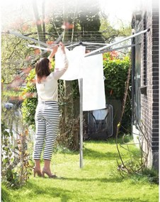 Uscator de rufe pentru exterior Brabantia TopSpinner 1003461, 50 m, Suport metalic, Rezistent la coroziune, Inox
