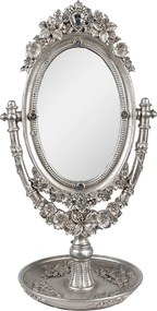 Oglinda de masa, argintie, cu aspect vintage, 17x13x30 cm, Silver